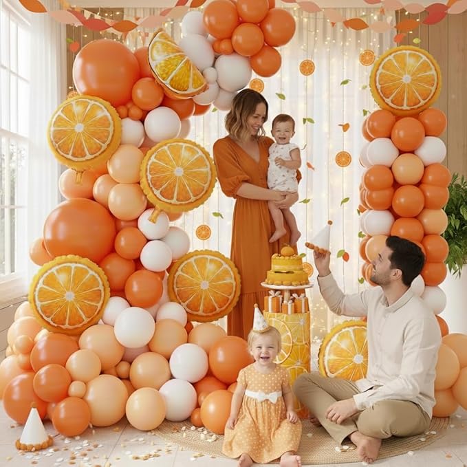 Orange Balloons Garland Arch Kit - 170Pcs Different Size Orange and Pastel Orange Balloons for Little Cutie Baby Shower Tangerine Theme Fruit Birthday Gender Reveal Party Decorations
