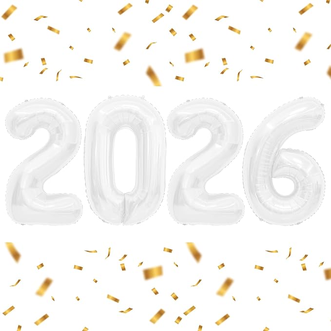 2026 Balloons 40 Inch Graduation Balloons White Balloons Grade Decorations Class Of 2026 Graduation Party Decorations, 2026 Balloon Numbers for Grade Party Balloons Prom Decorations 2026