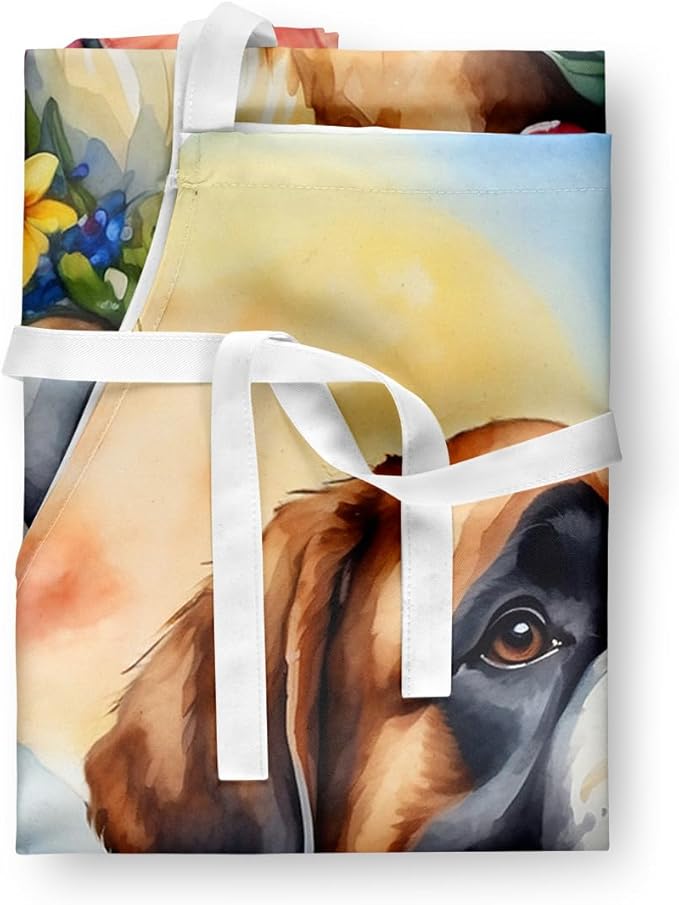 Caroline's Treasures Saint Bernard Luau Apron Cooking Kitchen Server Baking Crafts Gardening for Adult Women Men, Unisex, Large, Multicolor