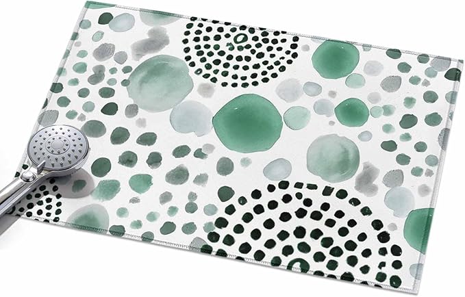Area Rug 2x3ft, Abstract Teal Circles Washable Rugs for Living Room Bedroom, Sage Green Geometric Round Soft Non-Slip Area Rugs Rectangle Floor Carpet for Dining Room