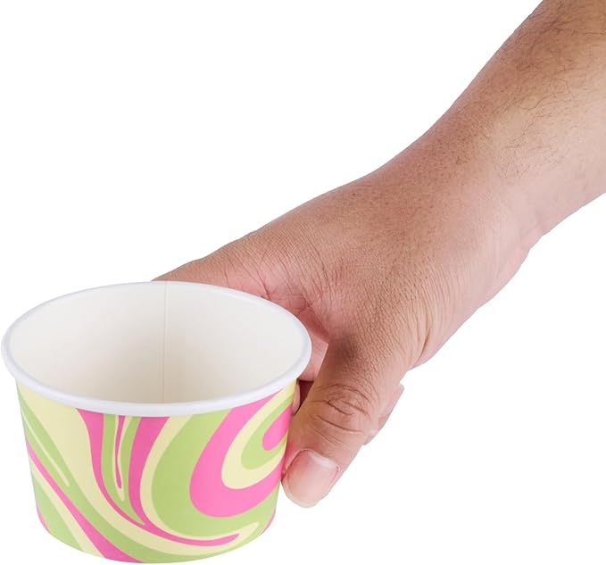 Restaurantware Ice Cream Cups 200 Pack of 8 oz Leak-Resistant Disposable Dessert Bowl Frozen Yogurt Cup Round Paper Container For Cold And Hot Desserts