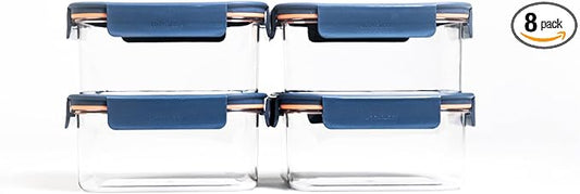 LocknLock LBF452RS4N Modular Plus Food Storage Container,8 set (4 containers & 4 Lids)- Navy