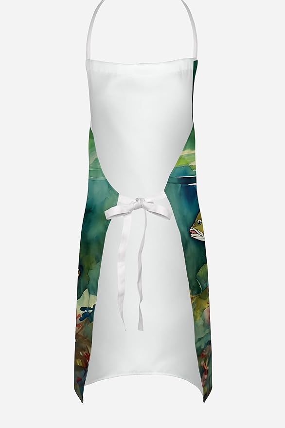 Caroline's Treasures Smallmouth Bass Apron Cooking Kitchen Server Baking Crafts Gardening for Adult Women Men, Unisex, Large, Multicolor