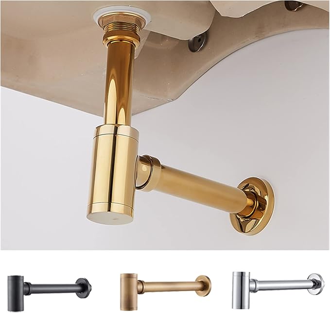 Water Filter, Bathroom Basin Bottle Trap Drain Gold Modern Sink Pop Up Filter Fixture Stopper Set Washbasin Siphon Hose Accessory Renovation Jingxin(Drain Chrome No Hole)