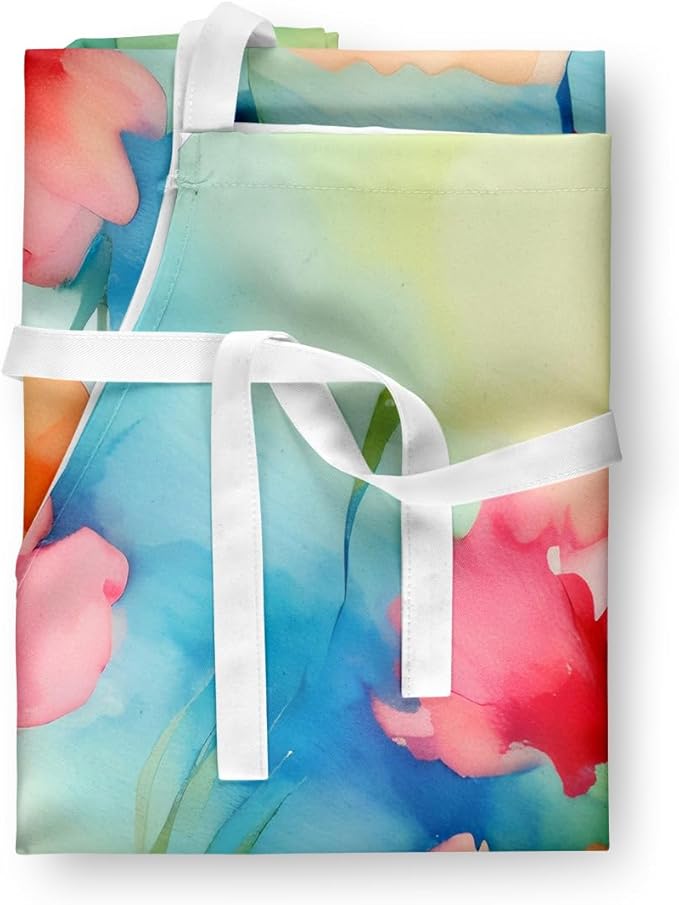 Caroline's Treasures Carnations in Watercolor Apron Cooking Kitchen Server Baking Crafts Gardening for Adult Women Men, Unisex, Large, Multicolor