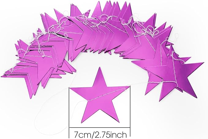 Patelai 130 Feet Glitter Star Garland Banner 2026 Party Decoration Double Side Star Hanging String Streamer Paper Twinkle for Graduation Wedding Birthday (Gold and Purple)