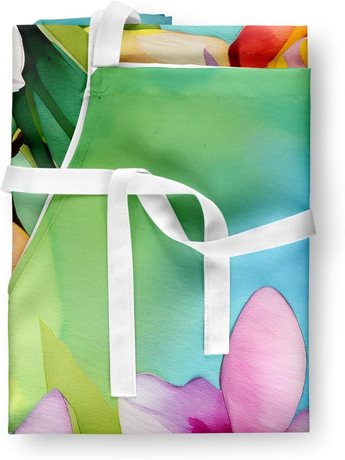 Caroline's Treasures Orchids in Watercolor Apron Cooking Kitchen Server Baking Crafts Gardening for Adult Women Men, Unisex, Large, Multicolor
