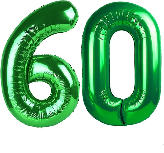 Number 60 Balloon 40 Inch, Dark Green Party Decoration for Women Men Adults Parents, Huge Number 60 Balloons for 60th Birthday Party Decorations