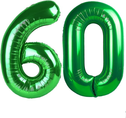 Number 60 Balloon 40 Inch, Dark Green Party Decoration for Women Men Adults Parents, Huge Number 60 Balloons for 60th Birthday Party Decorations