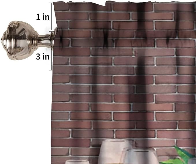 Rustic Wine Cellar Curtain Valance, Watercolor Wine Cheese Party Backdrop Farm Decor Short Window Drapes for Kitchen Dining Bedroom Living Room Bar, 54x18Inch