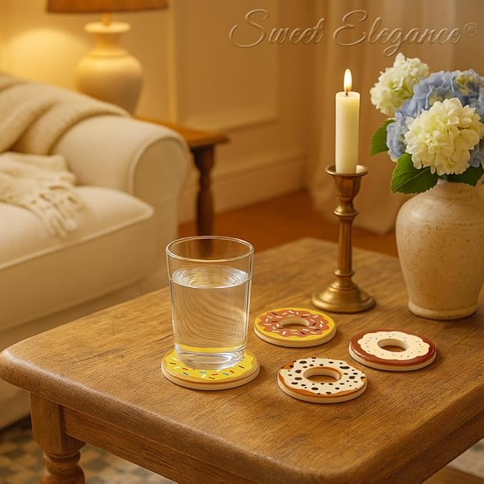 Coasters Set of 4, Water Absorbent Diatomite Coasters for Desk, Decorative Colorful Coasters Cup Mats for Coffee Table (Multiple Colors)