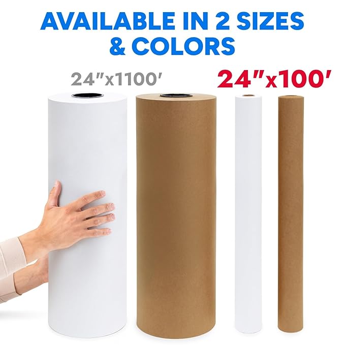 24" x 1200" (100') Made in USA Brown Freezer Paper Roll – Moisture-Resistant Wrap, Prevents Freezer Burn, Keeps Meat Fresh for up to 1 year – Plastic Coated Paper for Meat, Fish, and Poultry