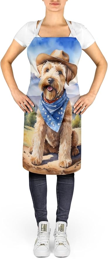 Caroline's Treasures Wheaten Terrier Cowboy Welcome Apron Cooking Kitchen Server Baking Crafts Gardening for Adult Women Men, Unisex, Large, Multicolor