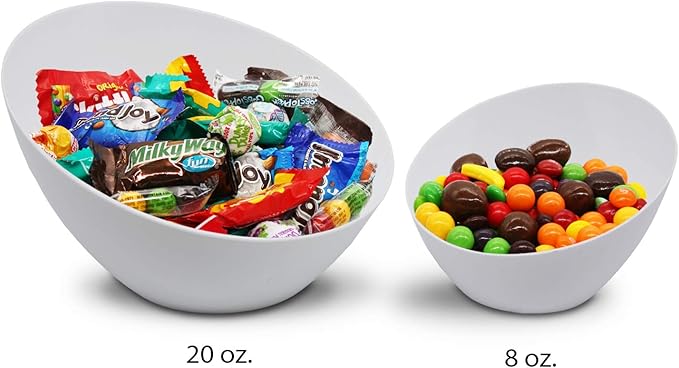 Party Essentials Disposable Hard Plastic Contemporary Angle Bowl, 4-count, 20 oz. White