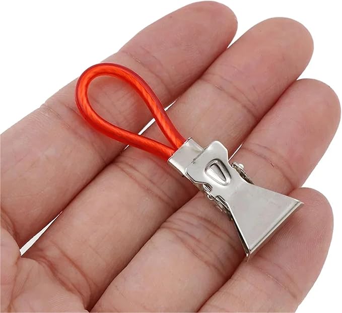 100pcs Colorful Rope Towel Clips Stainless Steel Hooks Multi-Function for Kitchen Bathroom Living Room(Blue)