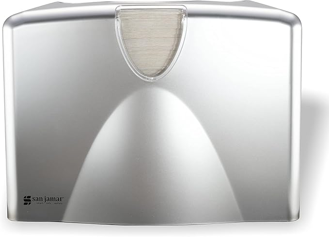San Jamar Countertop Paper Towel Dispenser Holds Multifold, C-Fold, Or Singlefold Towels for Bathroom, Restaurants, Cafes, Fast Food, Plastic, 9 X 12.25 X 6 Inches, Silver