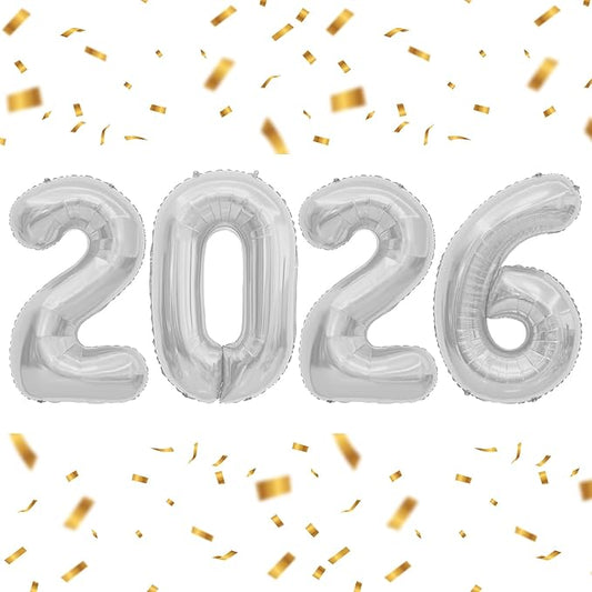 New Years Decorations Balloons 2026 Graduation Balloons 2026 Balloon Number 40 Inch 2026 Number Balloon Silver Graduation Decoration Class Of 2026 Decorations Grad Graduation Party Supplies