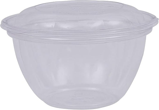 ECO PRODUCTS Compostable Clear PLA Plastic 18oz Salad Bowl With Lid, Case of 150, Grab 'n' Go Round Cold Takeout Food Containers, Renewable Plant-Based, Disposable, ASTM Compliant, BPI-Certified