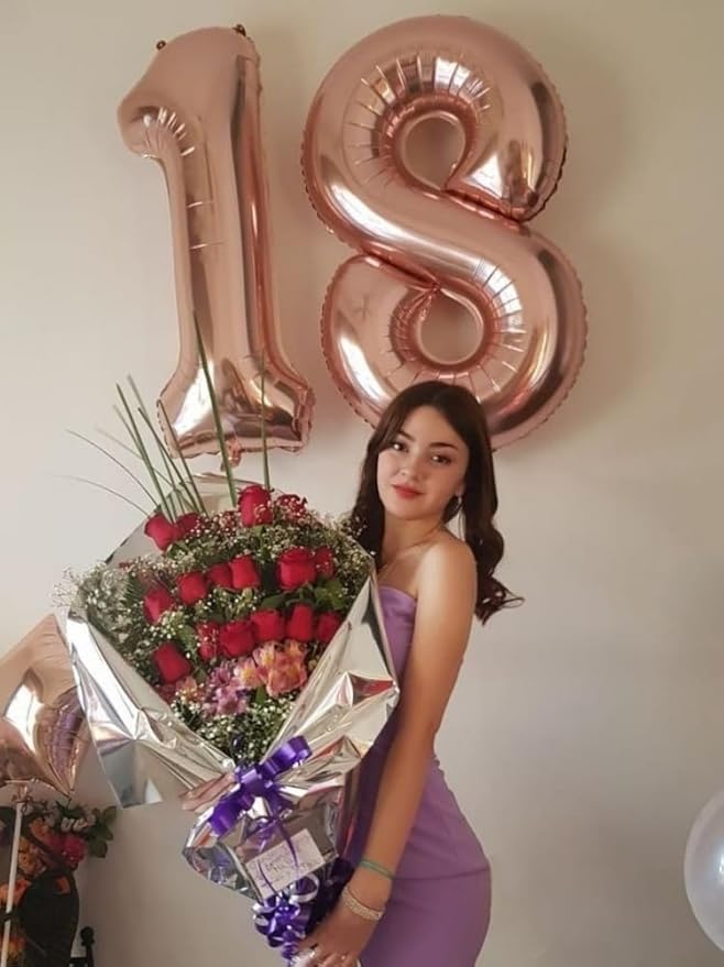 Balloons Number 40Inch, Rose Gold Number 19 Balloons Birthday Decoration for Men & Women, Foil Rose Gold Party Decorations for Birthday Wedding Engagement Memroial Day's