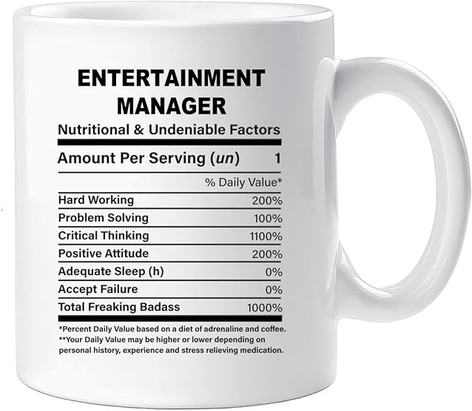 Funny Gift for Entertainment Manager, Entertainment Manager Nutrition Mug, Best Entertainment Manager Gift Ideas, Graduation, Funny Entertainment Manager Birthday Mug