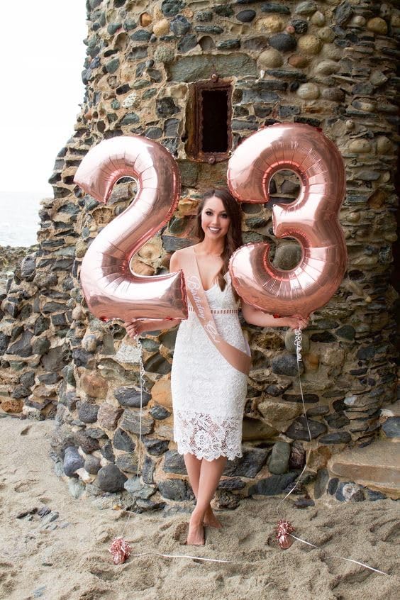 Numbers 24 Balloons, 42 Balloons, 24th Rose Gold Party Decorations 40 In Big 42nd for Girl Boys Engagement, Wedding, Celebration Party, Graduations, Photo Shoot