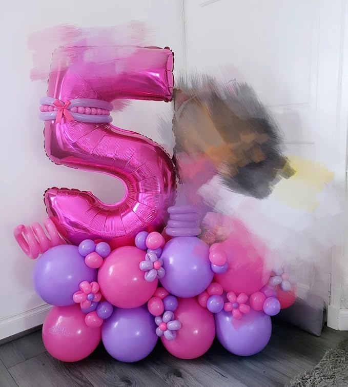 Balloons Number 5, Hot Pink Balloon Numbers for Girls Boys 40 Inch Happy Birthday Decorations for 5 15 25 2025 Graduation Wedding Anniversaries