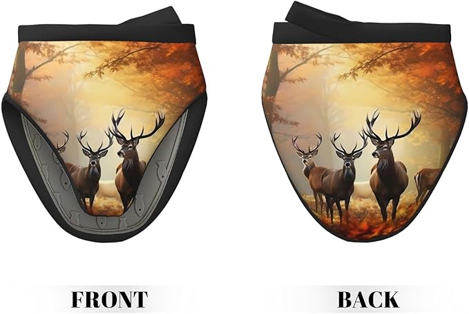 1 Pcs Mini Silicone Oven Mitts Deer Autumn Fall Heat Resistant Grill Gloves with Hanging Loop, Maple Leaves Trees Short Kitchen Mittens for Cooking Baking BBQ