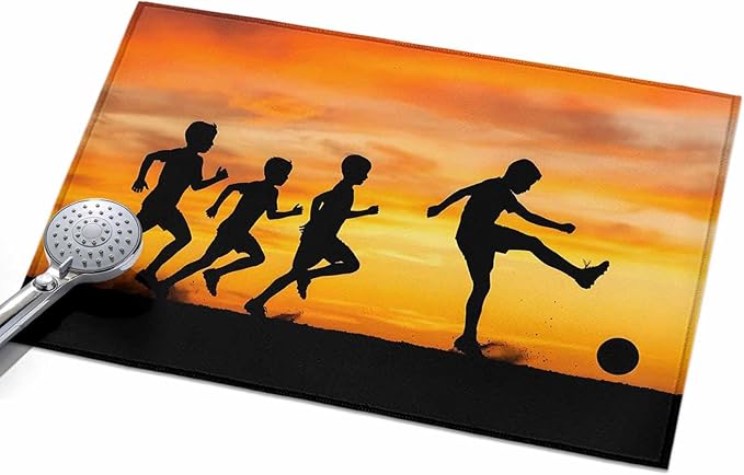 Area Rug 2x3ft, Football Sports Competition Washable Rugs for Living Room Bedroom, Sunset Background Soft Non-Slip Area Rugs Rectangle Floor Carpet for Dining Room