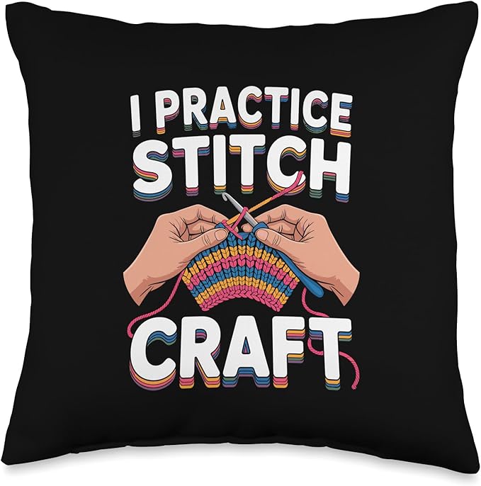 Crochet Hook Yarn Heart Stitch Craft Quote Throw Pillow