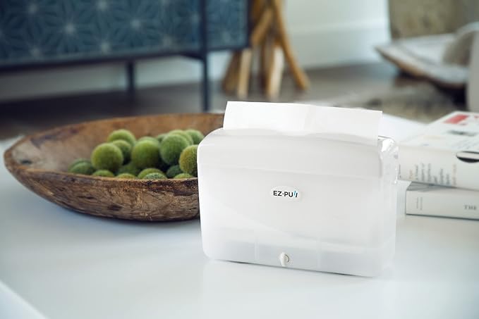 EZ-Pull Countertop SLIMFOLD Hand Towel Dispenser for Kitchen/Bathroom/Office/RV/Airbnb(Only Works with SLIMFOLD Paper), White 4600-EZ, EZbrnd 9" x 3.5" x 6"