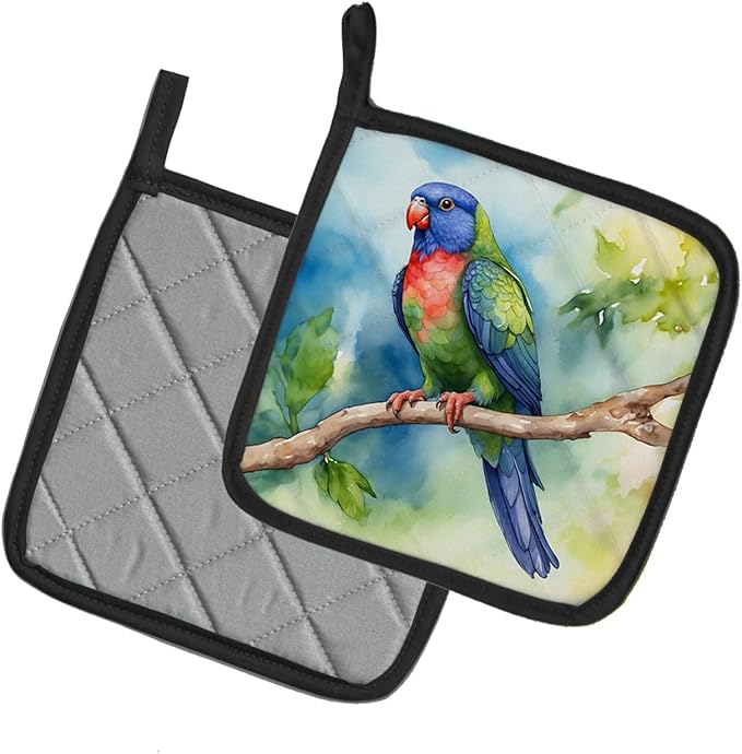 Caroline's Treasures Pionus Pair of Pot Holders Kitchen Heat Resistant Pot Holders Sets Oven Hot Pads for Cooking Baking BBQ, 7 1/2 x 7 1/2
