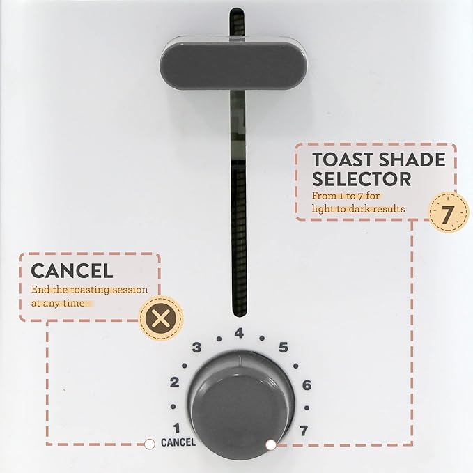 Elite Gourmet ECT-1027 Cool Touch Toaster,7 Toast Settings Cancel Functions,Slide Out Crumb Tray,Extra Wide 1.5" Slots for Bagels Waffles Specialty Breads,Puff Pastry,Snacks,White,(Pack of 8)