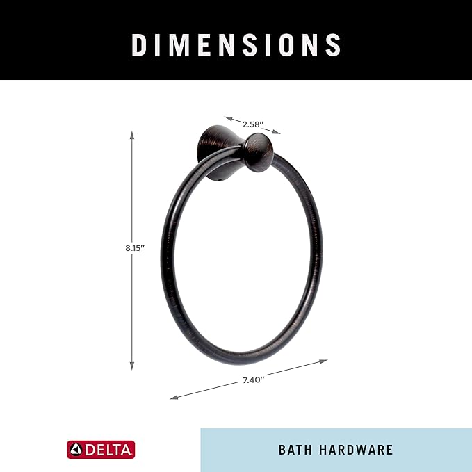 Delta Lahara (1-Pack) Hand Towel Holder Venetian Bronze Towel Racks for Bathroom Wall Round Towel Ring Holder for Bath Towel Hanger for Kitchen, Bathroom Accessories 73846-RB