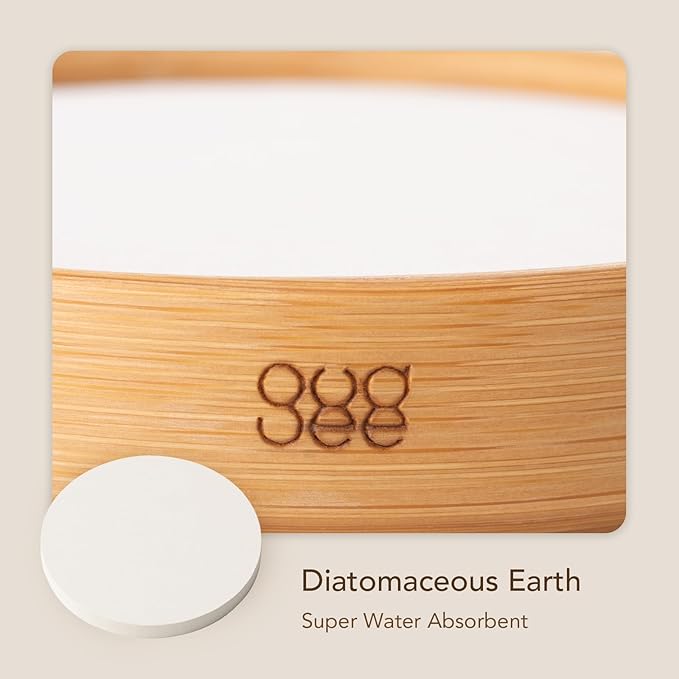 GUDEE TRIVI Set of 4 Water Absorbent Diatomite Coasters with Diatomaceous Earth and Bamboo Frame, Water Absorbing For Water Bottle and Dry Table, Countertop, Sink Area, Kitchen Bathroom Surface, White