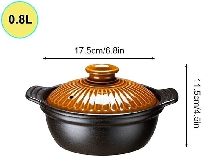 Casserole Cookware Kitchen Tools Cookware Ceramic Tableware Casserole Soup Pot Ceramic Breakfast Pot Soup Home Office Dinner Plate Dinner Pot (Size : 1.2L) (0.8L)