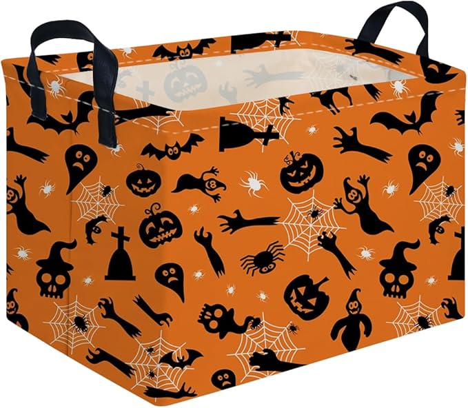 Rectangular Halloween Basket,Trick or Treat Basket for Boys and Girls,Waterproof collapsible storage box,Halloween Decor,Gift box(Witch Halloween)