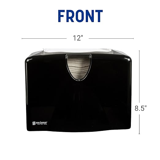 San Jamar Paper Towel Dispenser Counter Top Towel Holder, Holds Multifold, C-Fold and Single Towels for Bathroom, Kitchens, Restaurants, And Cafeterias, Plastic, 9 X 12.25 X 6 Inches, Black