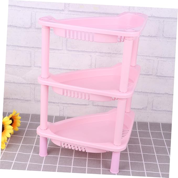 Ciieeo Plastic Basket Corner Shelf Storage Shelves Desk Stand Rack Bathroom Organizing Easy to Clean Assemble