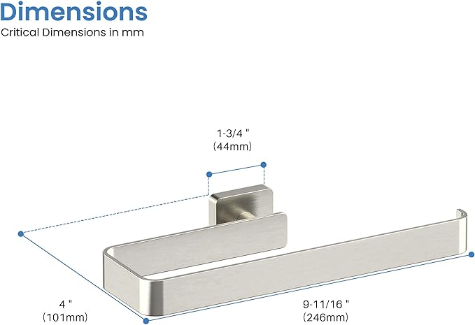 KIBI Blaze 10-Inch Bathroom Towel Bar – Solid Brass, Wall Mounted Hand Towel Holder, Sleek Modern Design, Rust-Resistant, Perfect for Bathroom, Vanity & Kitchen Sink Area (Brushed Nickel) (KBA16)
