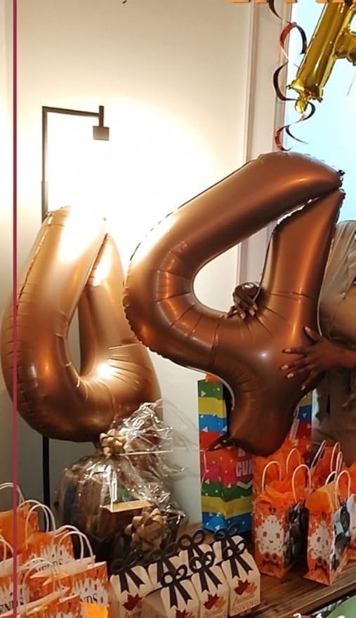 40 Inch Large Number Balloon, 4 Mylar Foil Helium Coffee Brown Ballon for 4th 14 40 44 Birthday Party, Balloon Number 4 for Graduations Anniversary Baby Shower