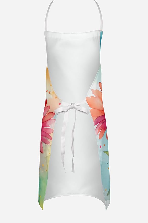 Caroline's Treasures Gerbera Daisies in Watercolor Apron Cooking Kitchen Server Baking Crafts Gardening for Adult Women Men, Unisex, Large, Multicolor