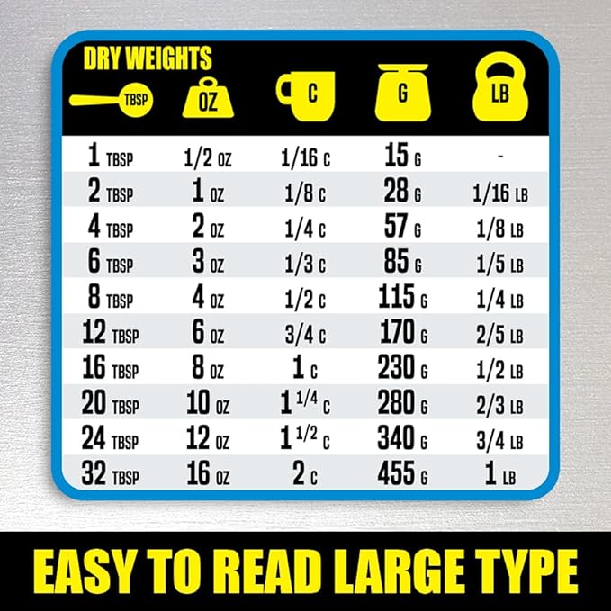 Kitchen Measurement Conversion Chart Magnet - Extra Large Easy to Read Magnetic Kitchen Decor - Weight, Liquid, Temperature Recipe Measuring Tool - Cooking, Cookbook & Baking Accessories Fridge Magnet