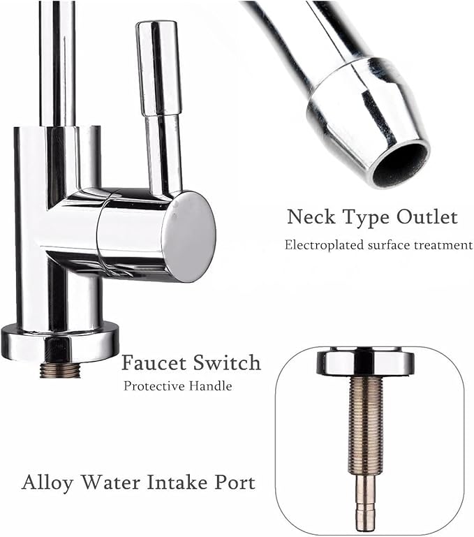 NYMFEA yaoqijie 1pc 1/4 Drinking Water Faucets 360 Degree Chrome Osmosis Drinking Water Filter Faucet Lasting