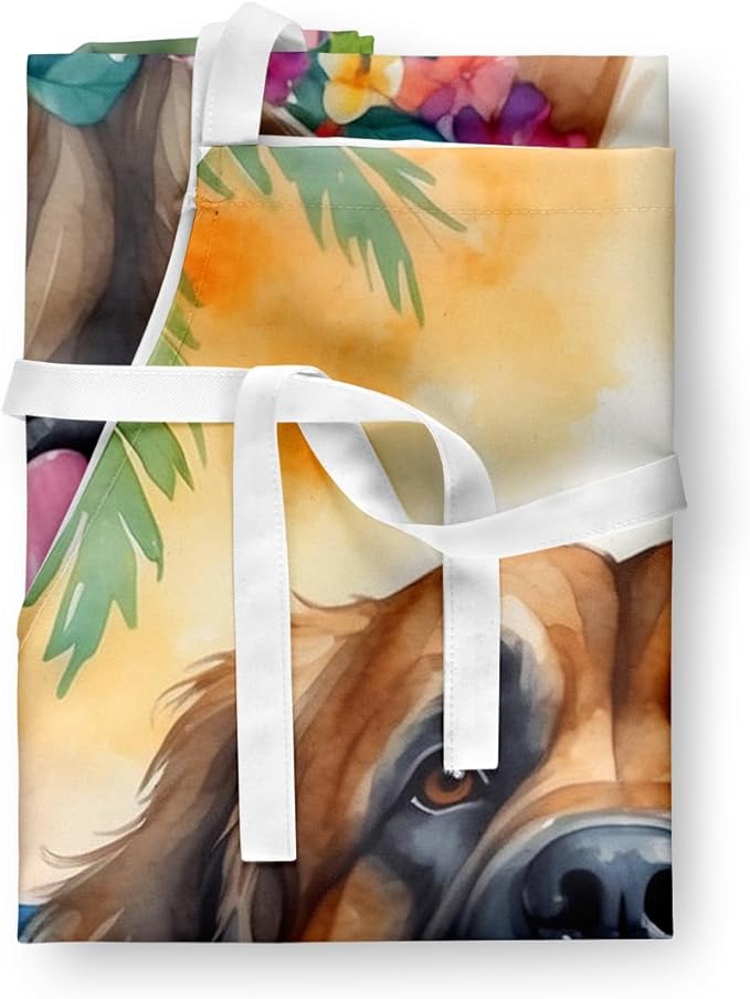 Caroline's Treasures Leonberger Luau Apron Cooking Kitchen Server Baking Crafts Gardening for Adult Women Men, Unisex, Large, Multicolor
