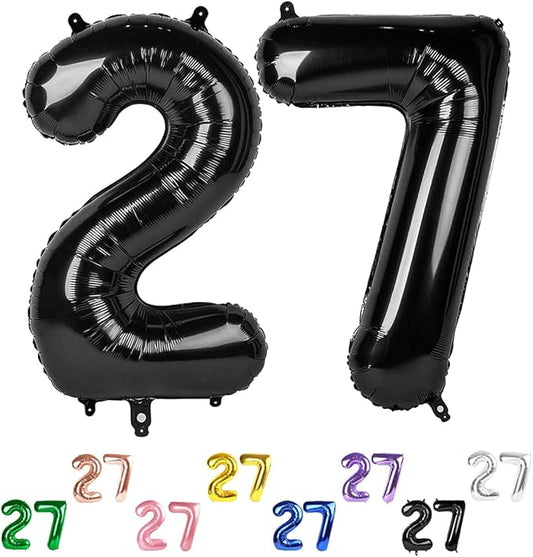 40 Inch Black 27 Number Balloons, 72 Balloons for Women Men, Birthday Party Decorations for Wedding, Anniversaries, Celebration Party, Graduation, Photo Prop
