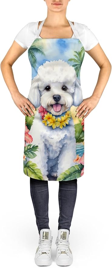 Caroline's Treasures Bichon Frise Luau Apron Cooking Kitchen Server Baking Crafts Gardening for Adult Women Men, Unisex, Large, Multicolor