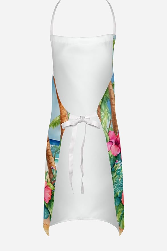 Caroline's Treasures White Poodle Luau Apron Cooking Kitchen Server Baking Crafts Gardening for Adult Women Men, Unisex, Large, Multicolor