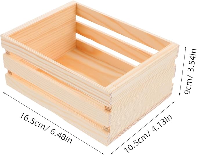 Cabilock Wooden Crates For Desktop Storage, Creative Wooden Box Wood Crate for Display Home Office，Farmhouse Detachable Kitchen Fruits Vegetable Food Craets