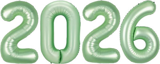 2026 Balloon Numbers - 40 Inch Sage Green New Years Eve Party Supplies 2026, Nye Decor Party Decorations Happy New Year, New Years Eve Foil Party Balloons, Graduation Party Decorations