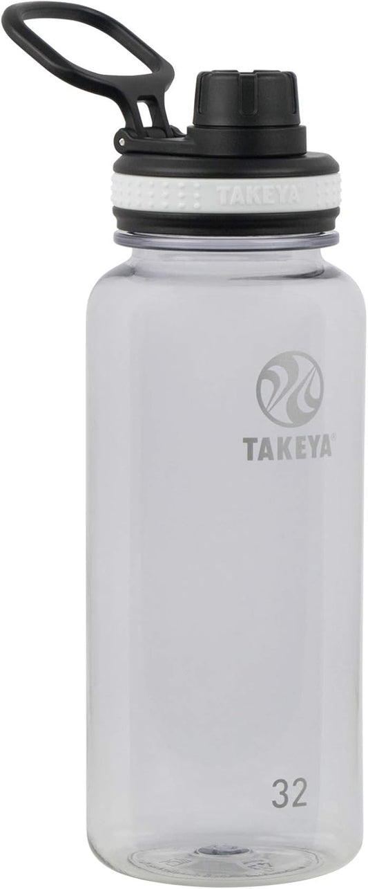 Takeya Tritan Sport Water Bottle with Spout Lid - BPA-Free & Dishwasher-Safe Water Bottle - Reusable Bottle with Lid Handle - Simple Leak-Proof Water Bottle - 32 oz, Clear